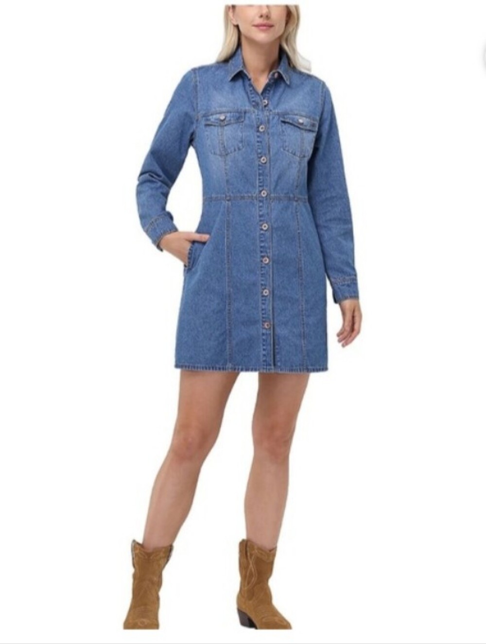 New Frye Women's Denim Mini Dress Light Wash Size Medium NWT